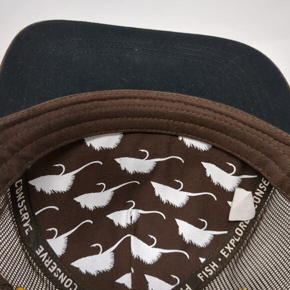 Fish Snapback Rope Trucker Hat Brown One Size Mesh Back RepYourWater - Picture 8 of 9